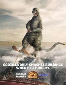 Snickers campaign for the movie Godzilla this year.